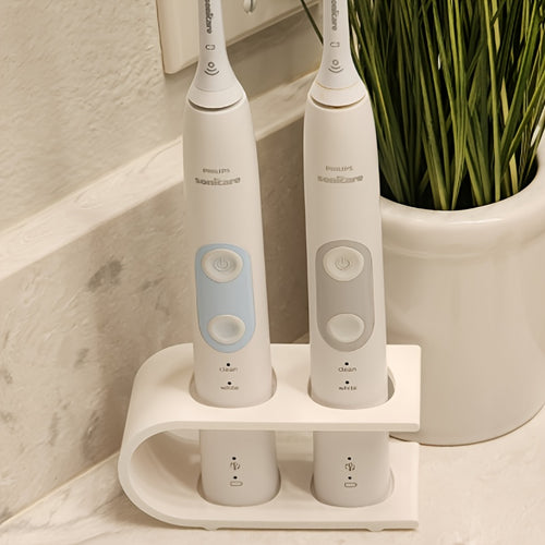 1 Toothbrush Holder Stand - Modern Minimalist Black & White Plastic Toothbrush Suitable for Bathroom Counter, Hygienic Vertical or Horizontal Display, Space-Saving for, Office, Travel, Toothbrush Storage Holder