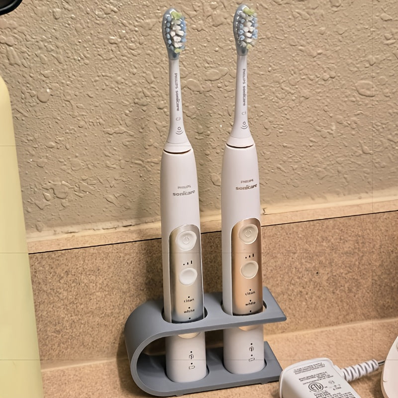 1 Toothbrush Holder Stand - Modern Minimalist Black & White Plastic Toothbrush Suitable for Bathroom Counter, Hygienic Vertical or Horizontal Display, Space-Saving for, Office, Travel, Toothbrush Storage Holder